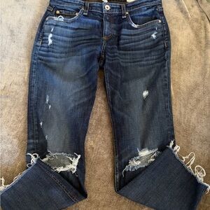 rag & bone Distressed Boyfriend Jeans - Dark Blue